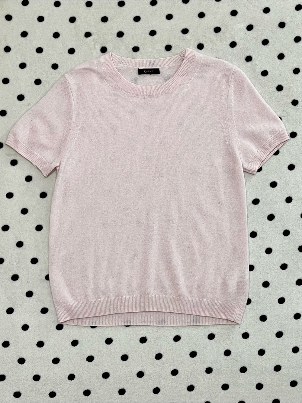 Quince 100% Mongolian Cashmere Short Sleeve Sweater in Minimal Pink Size S
